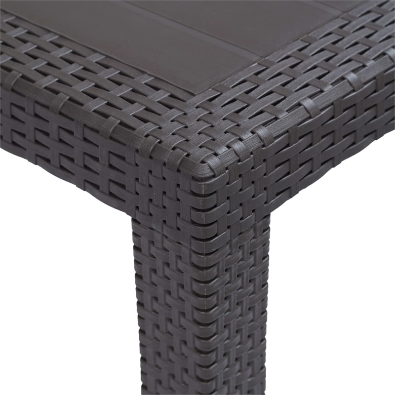Afuera Living Plastic Garden Dining Table with Rattan Finish in Brown
