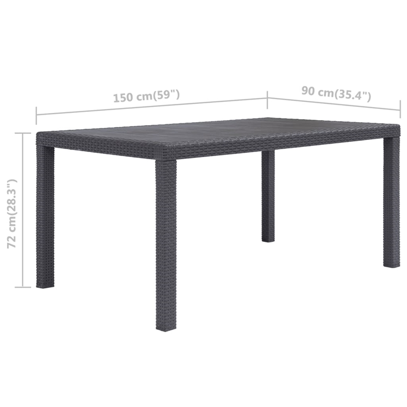 Afuera Living Plastic Garden Dining Table with Rattan Finish in Brown