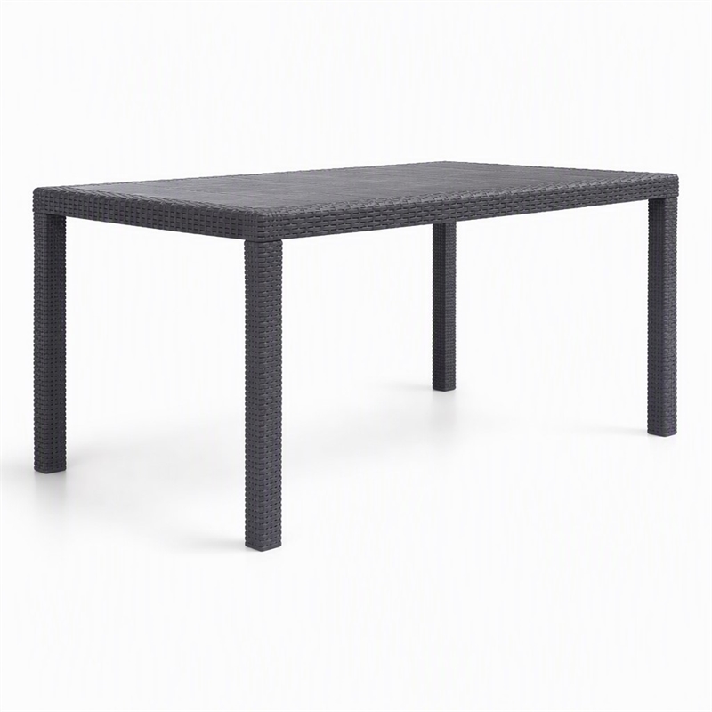 Afuera Living Plastic Garden Dining Table with Rattan Finish in Brown