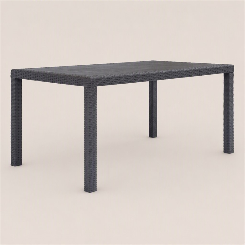 Afuera Living Plastic Garden Dining Table with Rattan Finish in Brown