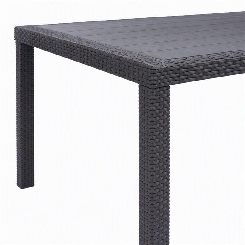 Afuera Living Plastic Garden Dining Table with Rattan Finish in Brown