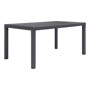 Afuera Living Plastic Garden Dining Table with Rattan Finish in Brown
