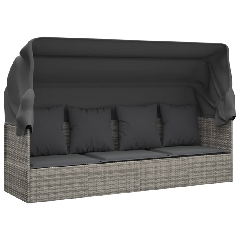 Afuera Living UV-Resistant Synthetic Poly Rattan Outdoor Lounge Bed in Gray