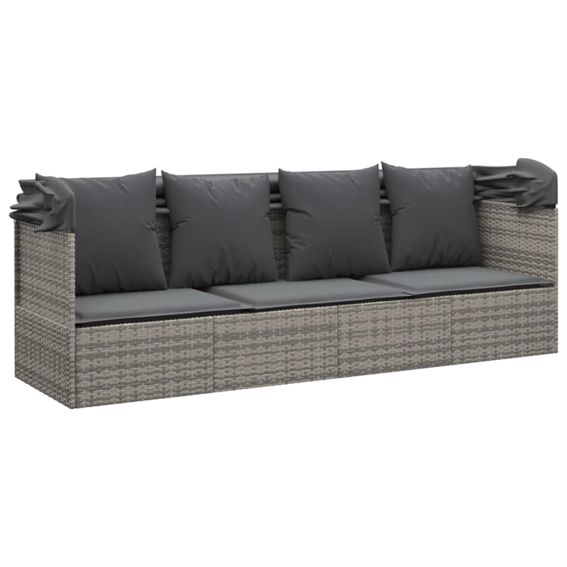 Afuera Living UV-Resistant Synthetic Poly Rattan Outdoor Lounge Bed in Gray