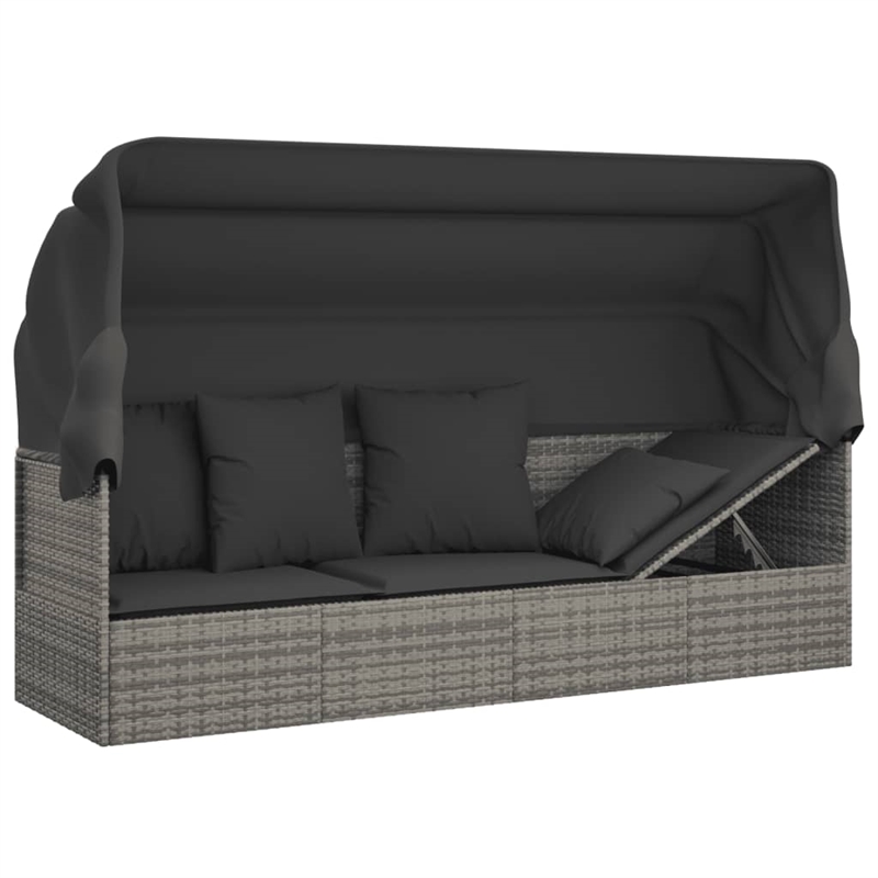 Afuera Living UV-Resistant Synthetic Poly Rattan Outdoor Lounge Bed in Gray