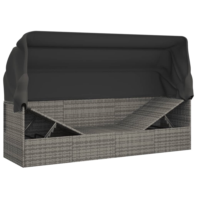 Afuera Living UV-Resistant Synthetic Poly Rattan Outdoor Lounge Bed in Gray