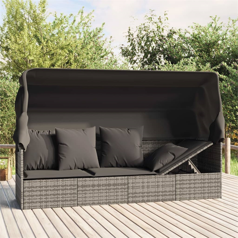 Afuera Living UV-Resistant Synthetic Poly Rattan Outdoor Lounge Bed in Gray
