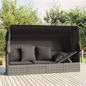Afuera Living UV-Resistant Synthetic Poly Rattan Outdoor Lounge Bed in Gray