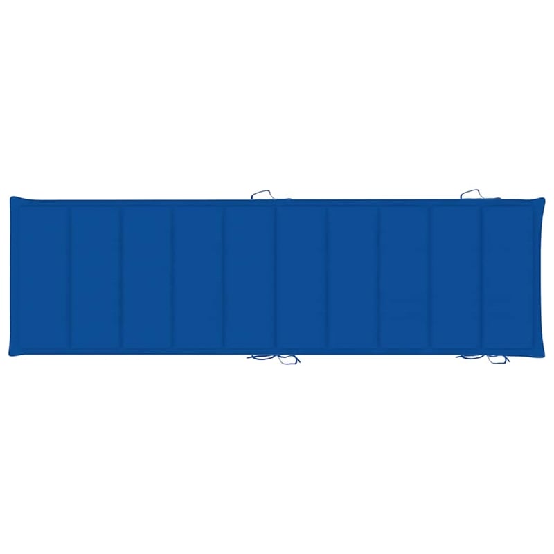 Afuera Living Solid Acacia Wood Adjustable Sun Lounger in Blue Cushion
