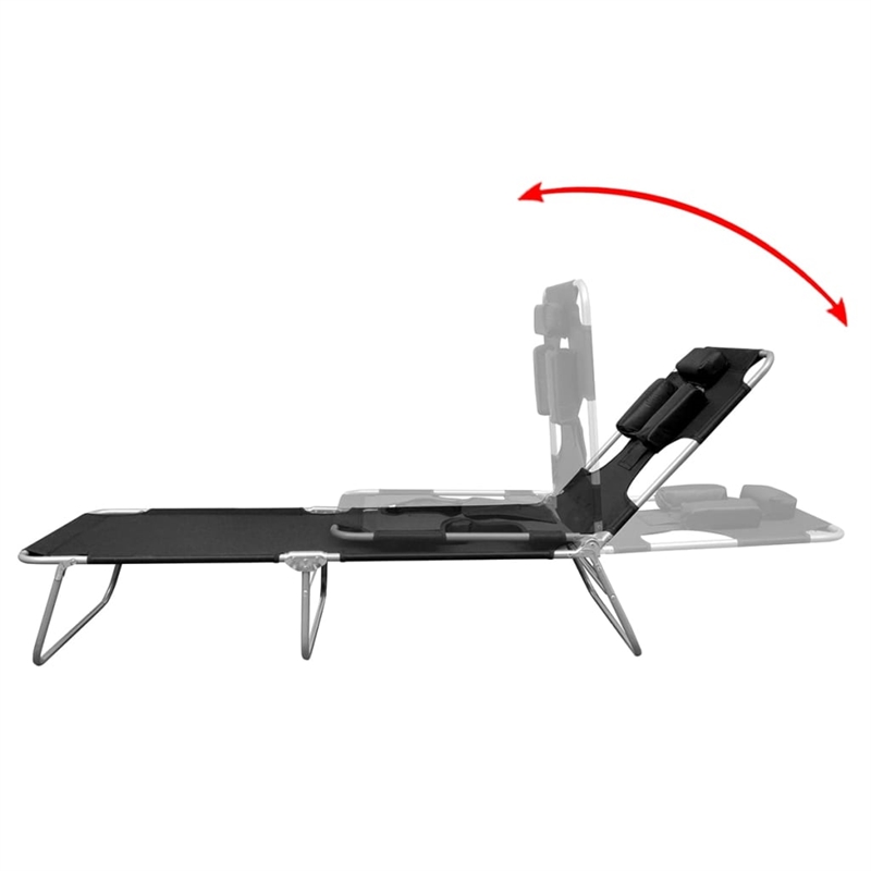 Afuera Living Powder-Coated Steel Folding Sun Lounger in Black