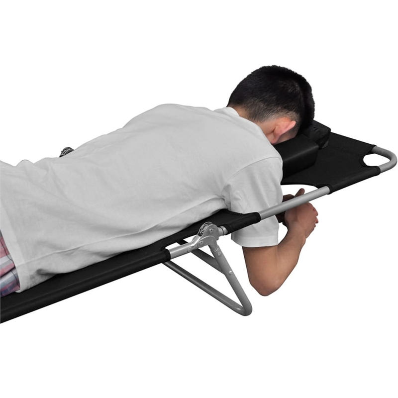 Afuera Living Powder-Coated Steel Folding Sun Lounger in Black
