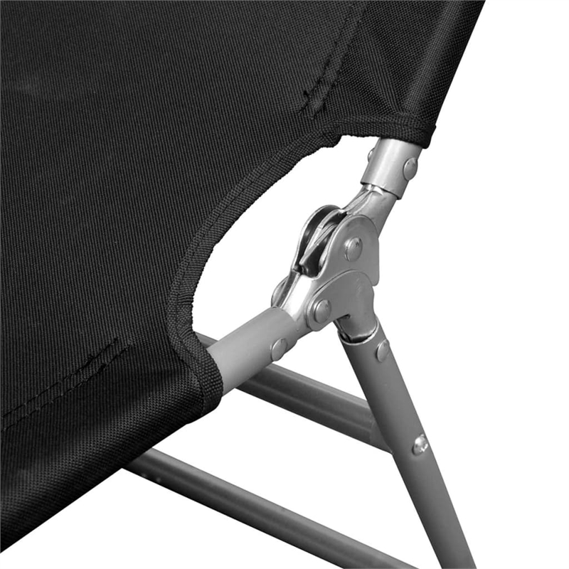 Afuera Living Powder-Coated Steel Folding Sun Lounger in Black