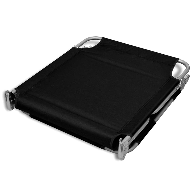 Afuera Living Powder-Coated Steel Folding Sun Lounger in Black
