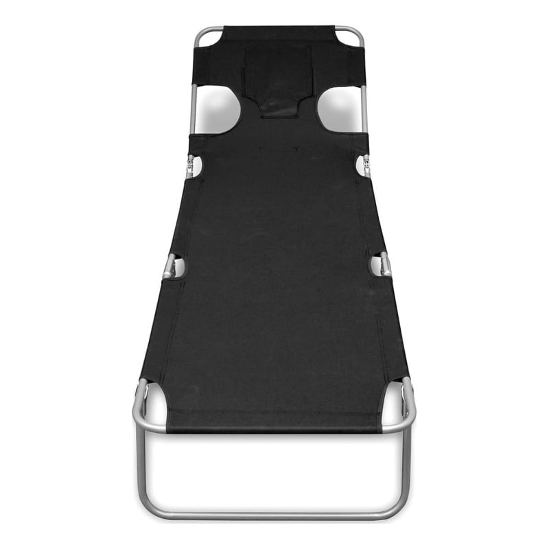 Afuera Living Powder-Coated Steel Folding Sun Lounger in Black