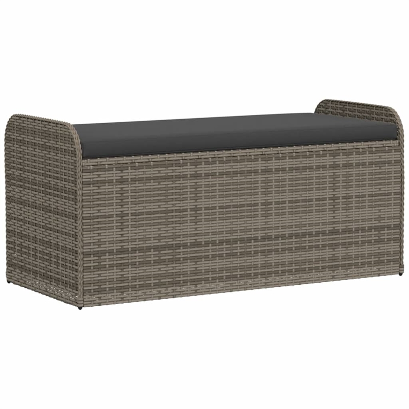 Afuera Living PE Rattan Storage Bench in Gray with Hidden Storage