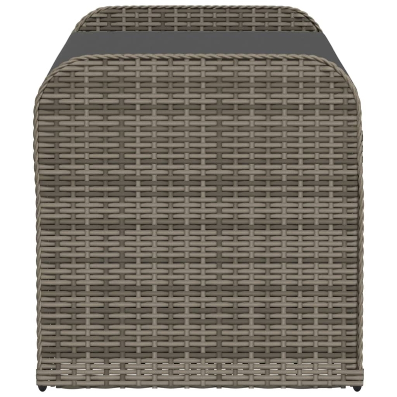 Afuera Living PE Rattan Storage Bench in Gray with Hidden Storage