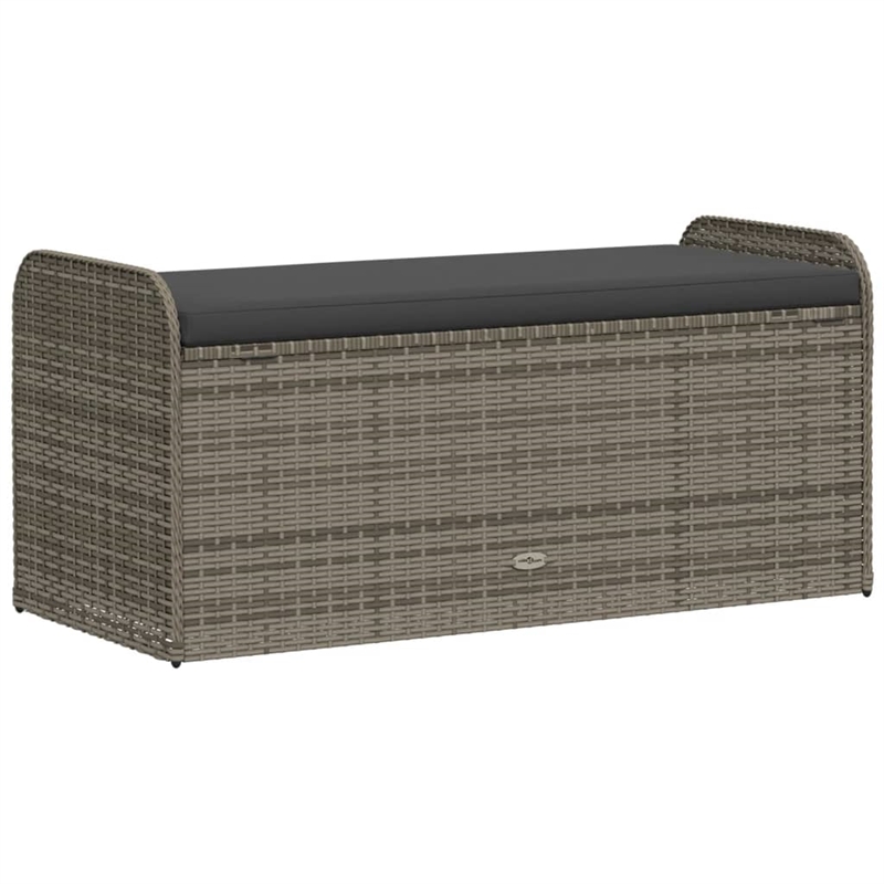 Afuera Living PE Rattan Storage Bench in Gray with Hidden Storage