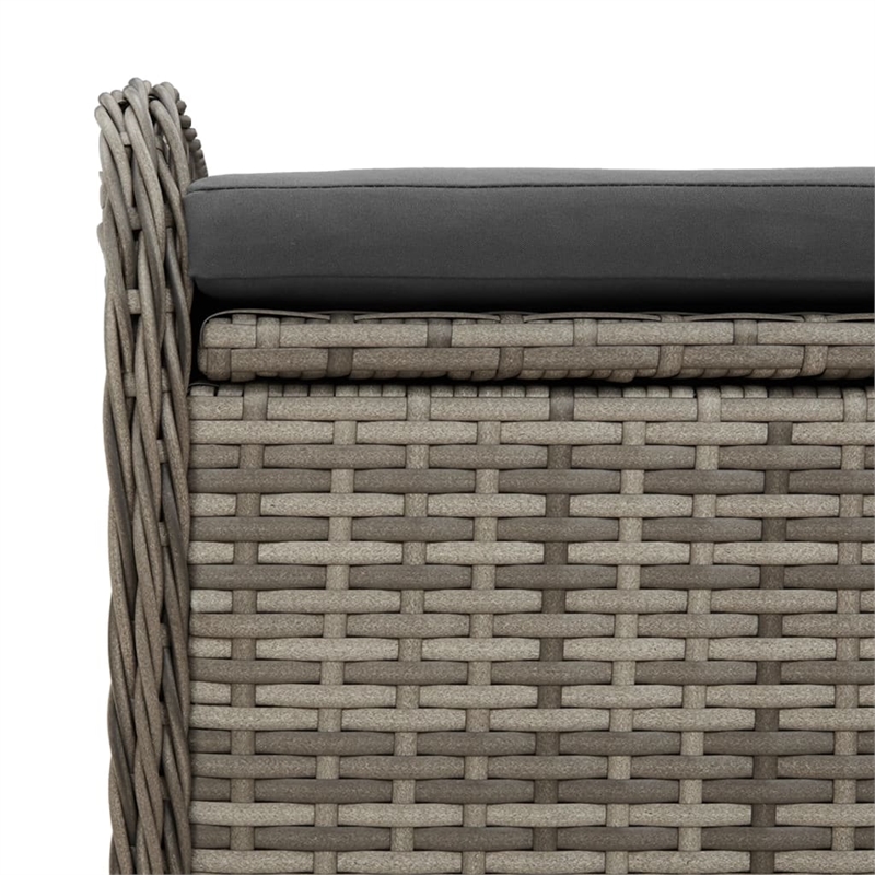 Afuera Living PE Rattan Storage Bench in Gray with Hidden Storage