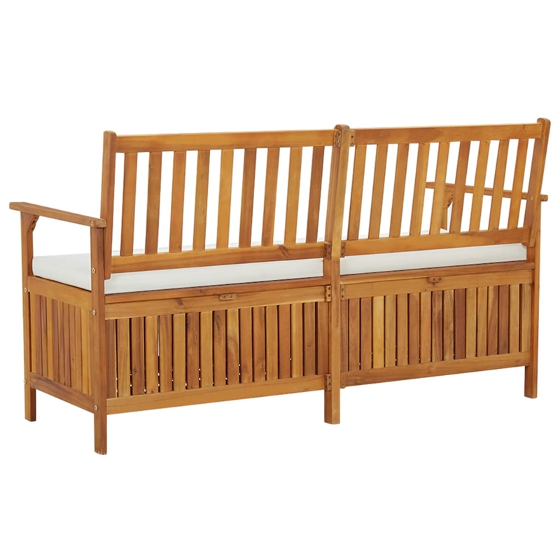 Afuera Living Medium Solid Acacia Wood Bench in Brown with Storage