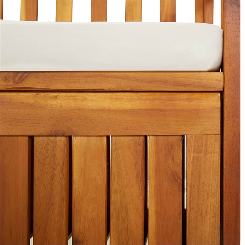 Afuera Living Medium Solid Acacia Wood Bench in Brown with Storage