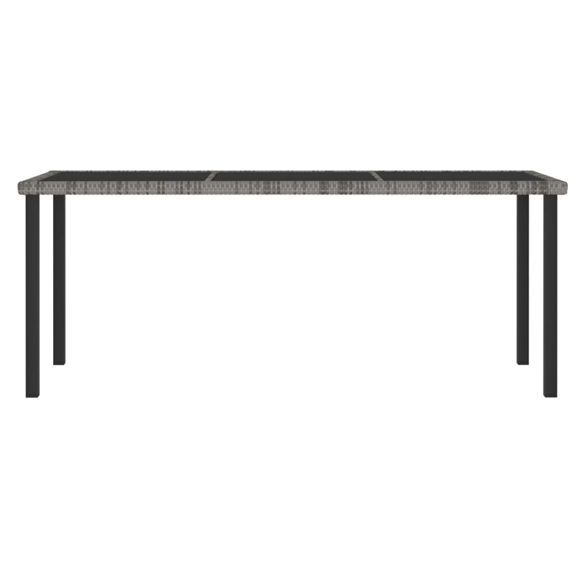 Afuera Living Poly Rattan Garden Dining Table with Glass Top in Gray