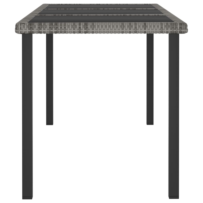 Afuera Living Poly Rattan Garden Dining Table with Glass Top in Gray