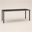 Afuera Living Poly Rattan Garden Dining Table with Glass Top in Gray