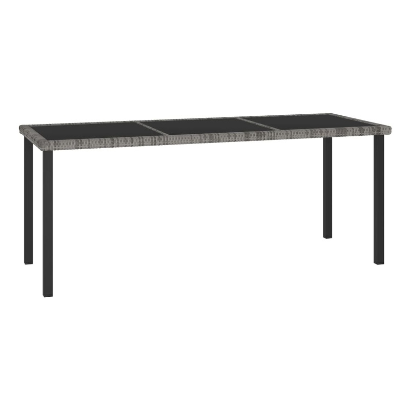 Afuera Living Poly Rattan Garden Dining Table with Glass Top in Gray