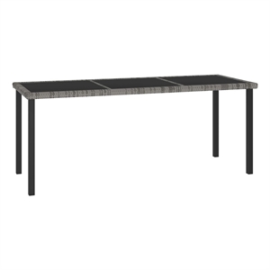 Afuera Living Poly Rattan Garden Dining Table with Glass Top in Gray