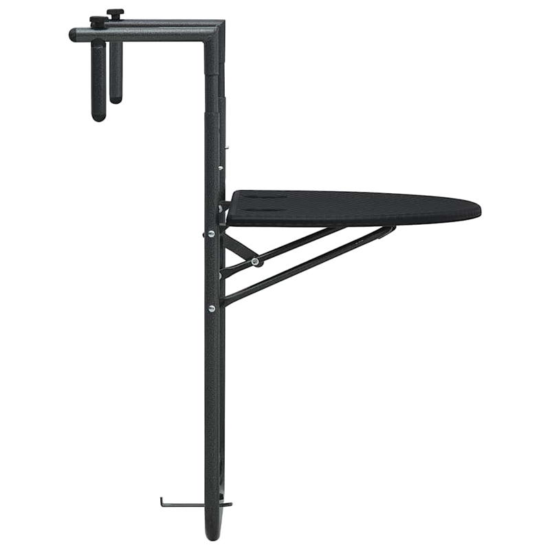 Afuera Living Adjustable Hanging Balcony Table in Matte Black Finish