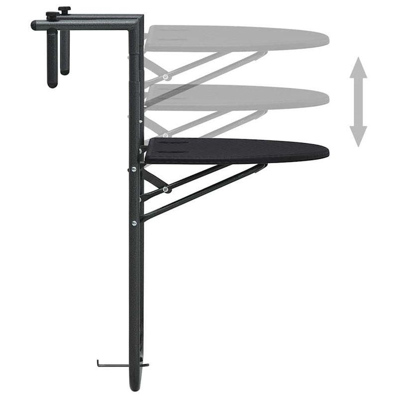 Afuera Living Adjustable Hanging Balcony Table in Matte Black Finish