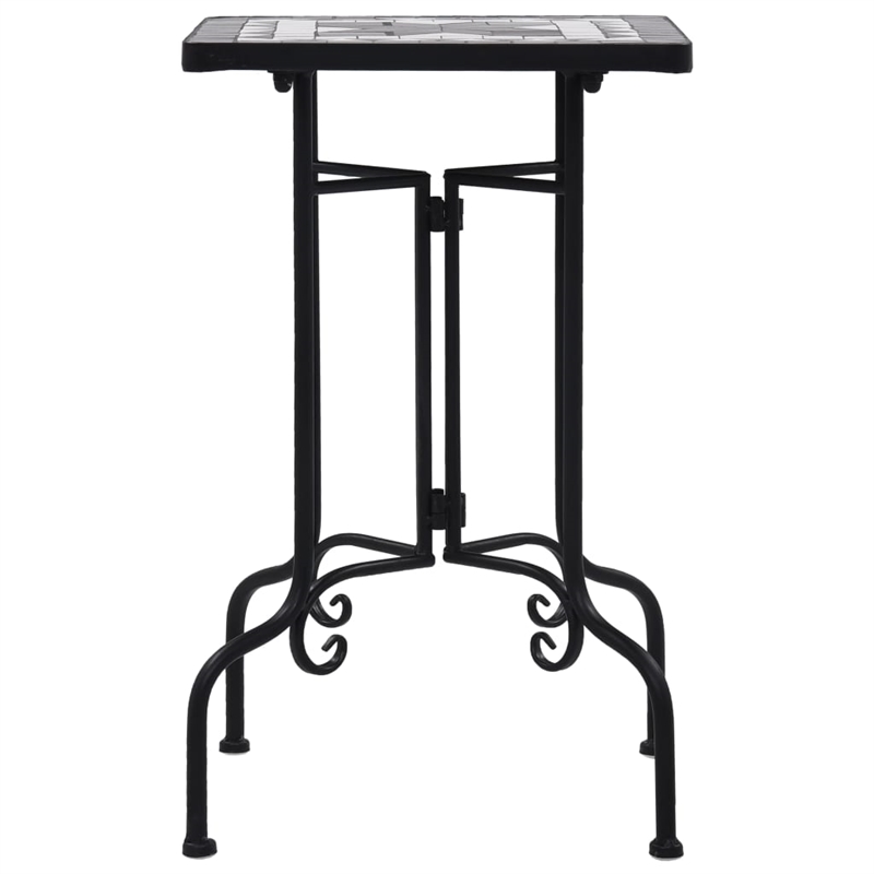 Afuera Living Small Mosaic Side Table with Ceramic Top in Black White
