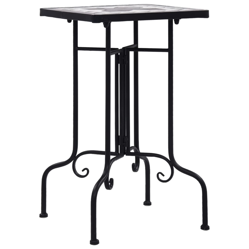 Afuera Living Small Mosaic Side Table with Ceramic Top in Black White