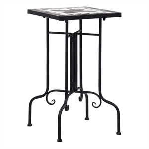 Afuera Living Small Mosaic Side Table with Ceramic Top in Black White
