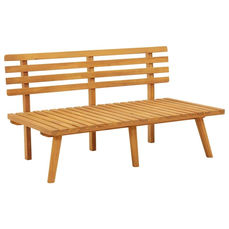 Afuera Living Solid Acacia Wood Garden Bench with Beige Cushions