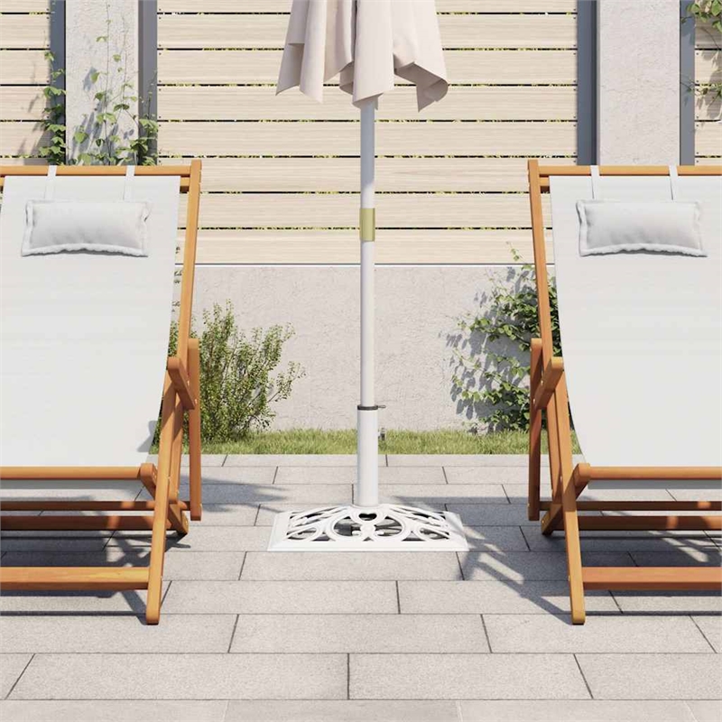Afuera Living Cast Iron Umbrella Base with Floral Inlays in White
