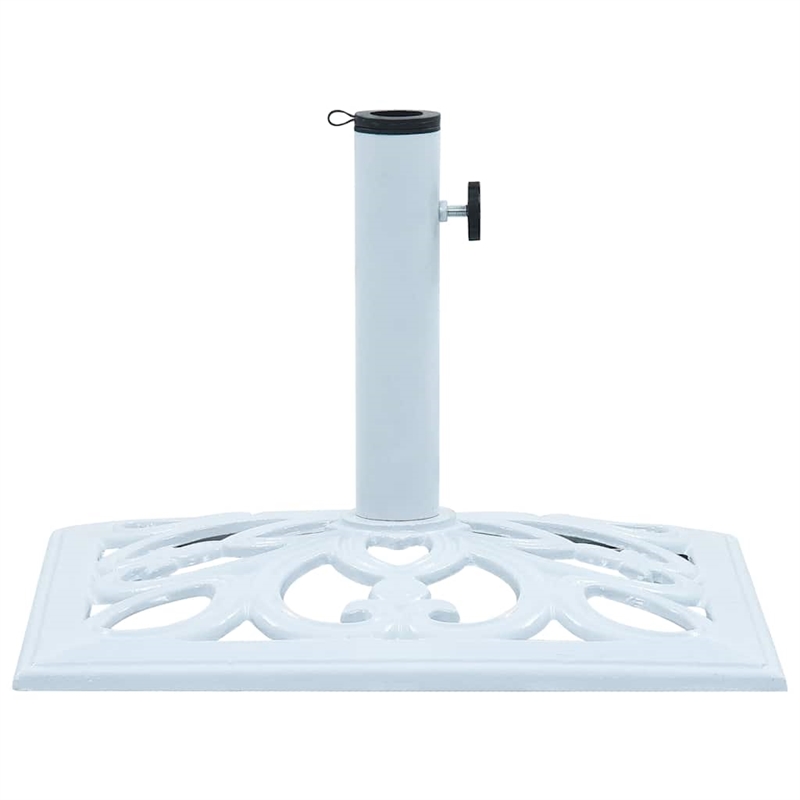 Afuera Living Cast Iron Umbrella Base with Floral Inlays in White