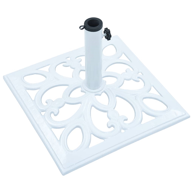 Afuera Living Cast Iron Umbrella Base with Floral Inlays in White