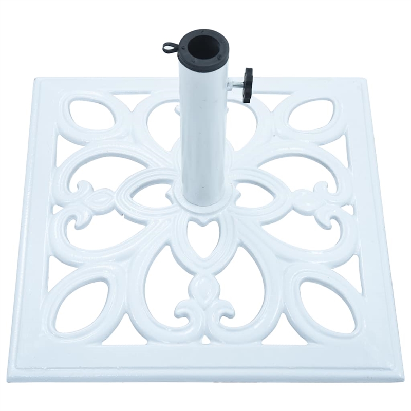 Afuera Living Cast Iron Umbrella Base with Floral Inlays in White