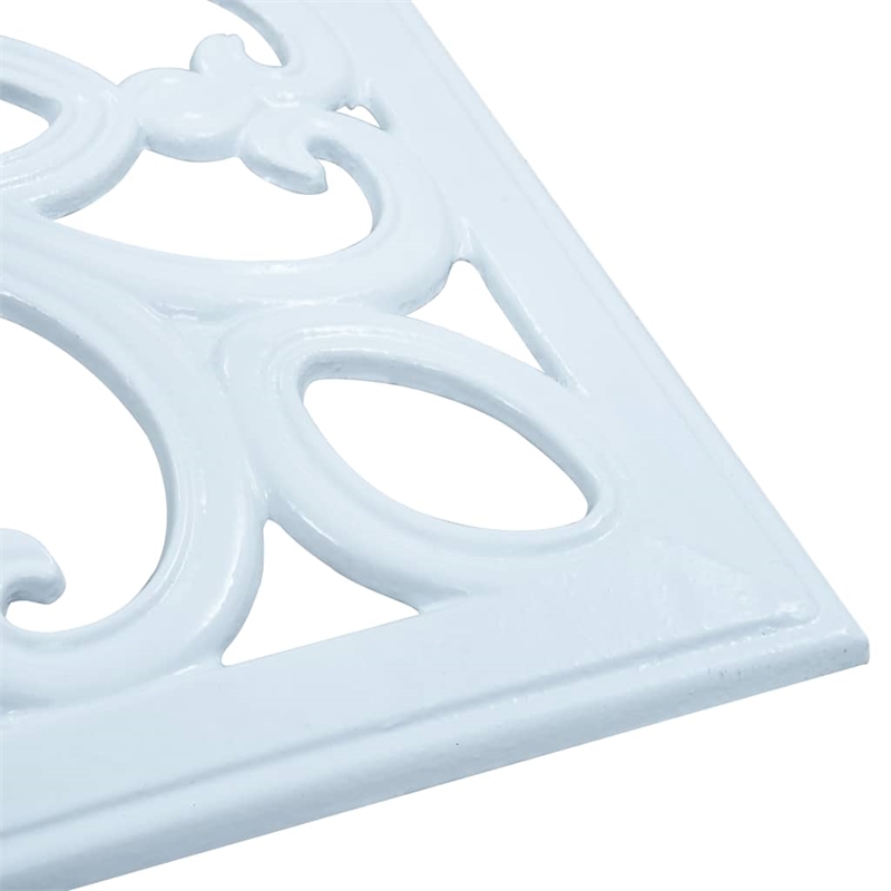 Afuera Living Cast Iron Umbrella Base with Floral Inlays in White