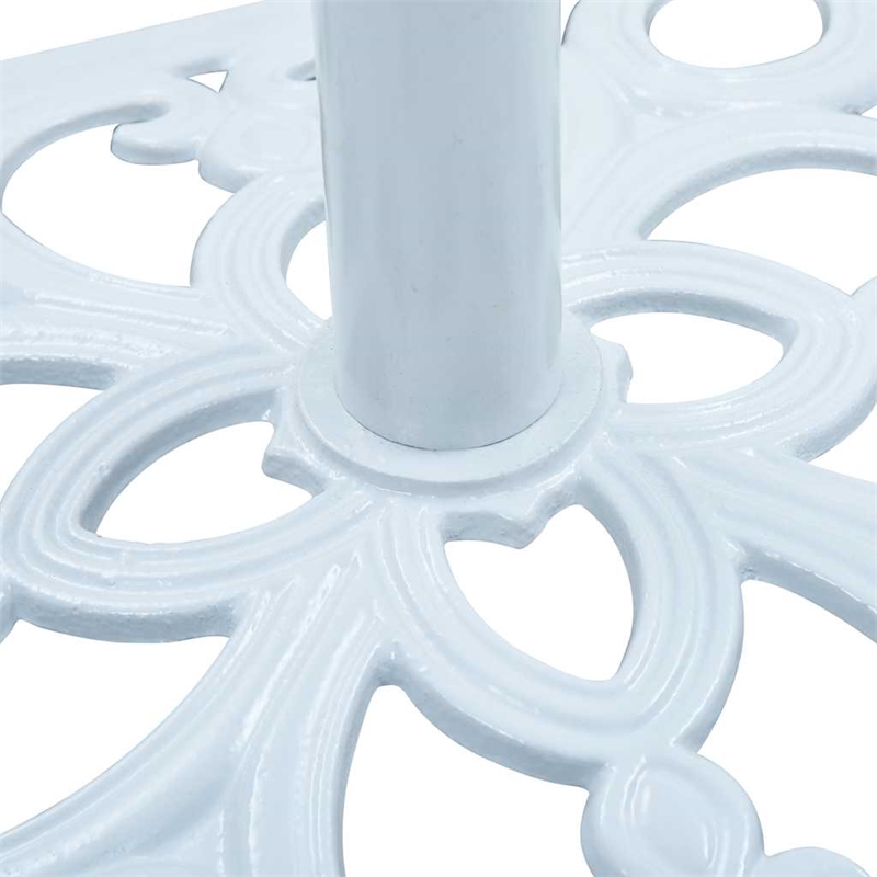Afuera Living Cast Iron Umbrella Base with Floral Inlays in White
