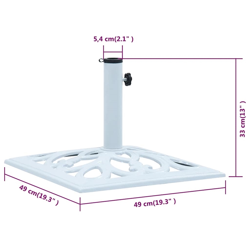 Afuera Living Cast Iron Umbrella Base with Floral Inlays in White