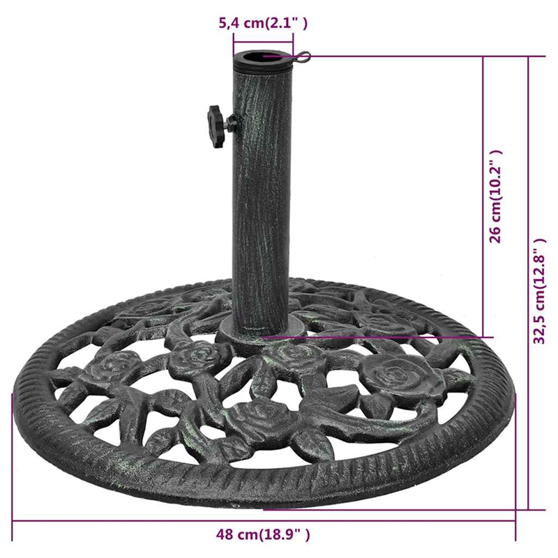 Afuera Living Decorative Cast Iron Umbrella Stand in Black Green