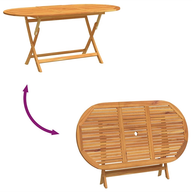 Afuera Living Medium Foldable Eucalyptus Wood Garden Table in Brown