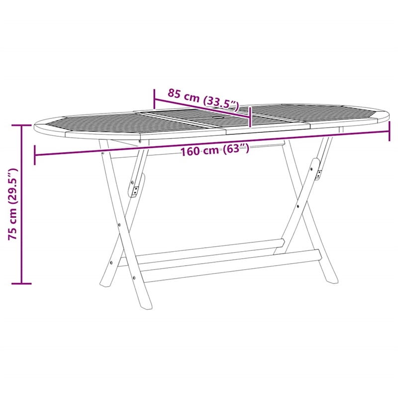 Afuera Living Medium Foldable Eucalyptus Wood Garden Table in Brown
