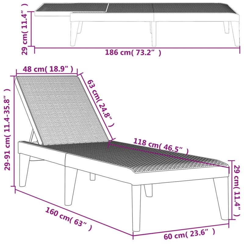 Afuera Living Height-Adjustable Polypropylene Sun Lounger in White
