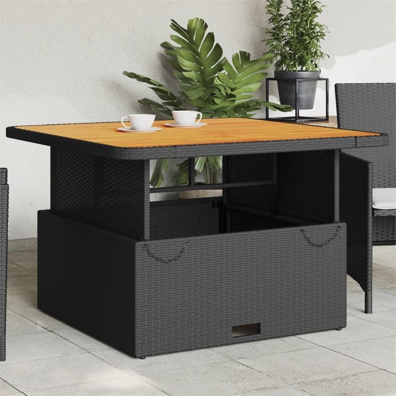 Afuera Living Adjustable PE Rattan Garden Dining Table in Black/Brown