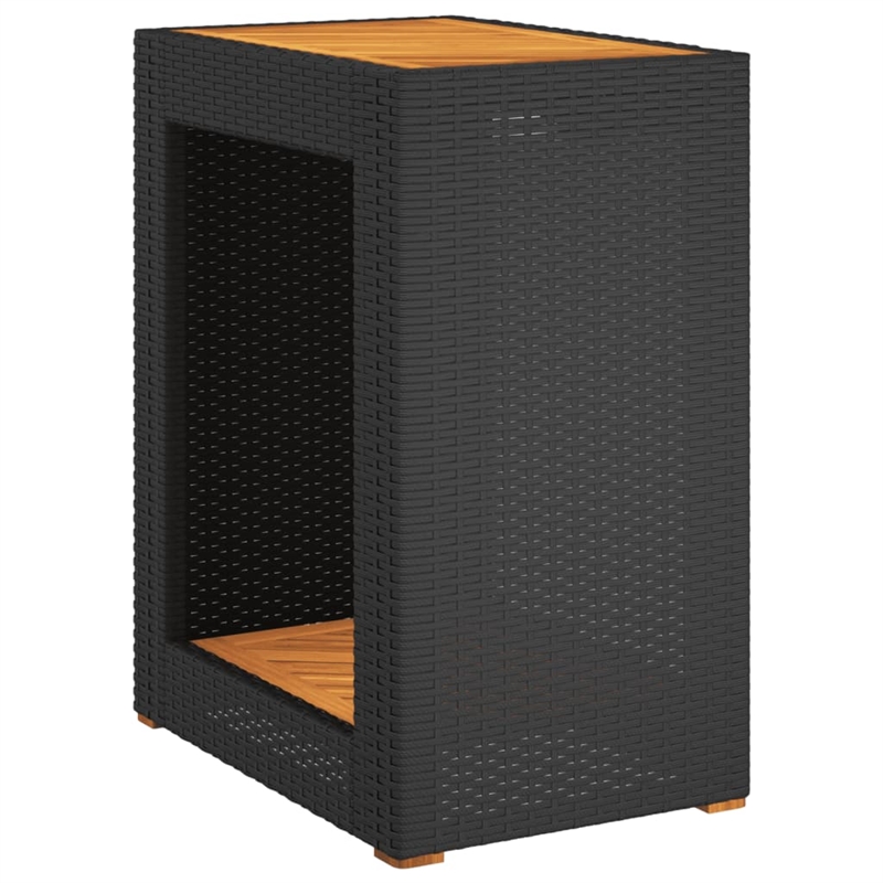 Afuera Living Garden Side Table with Acacia Wood Top in Gray Brown