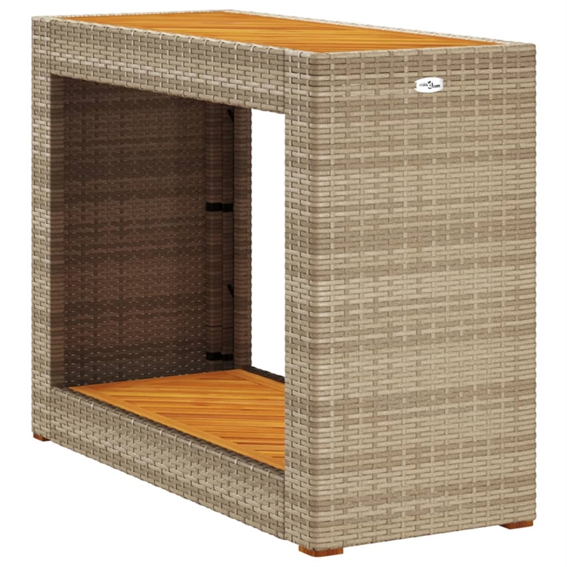 Afuera Living PE Rattan Garden Side Table in Beige and Brown
