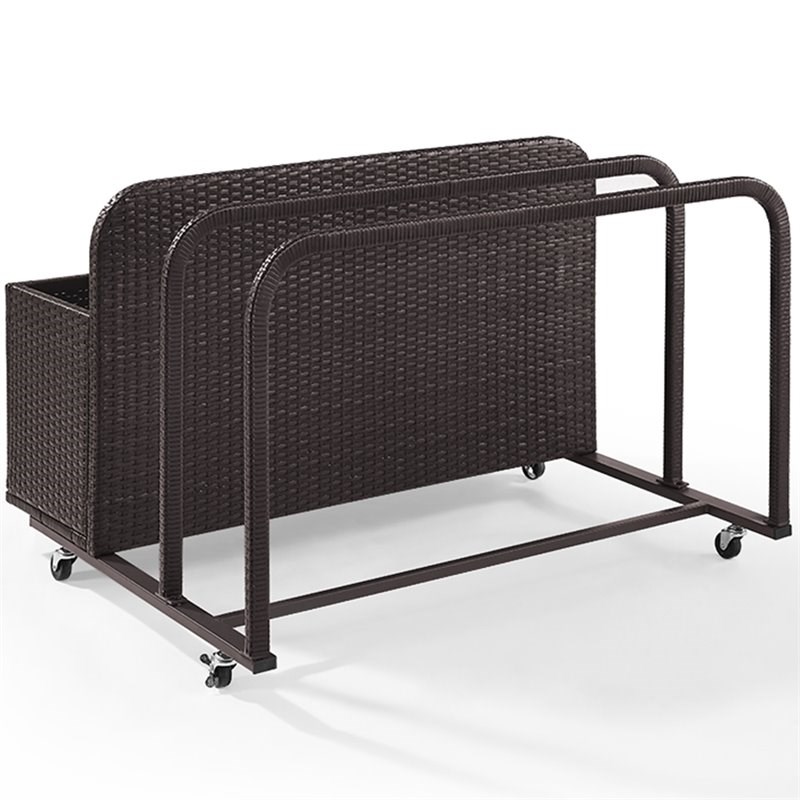 Afuera Living Coastal Outdoor Float Caddy in Brown with Wicker Design